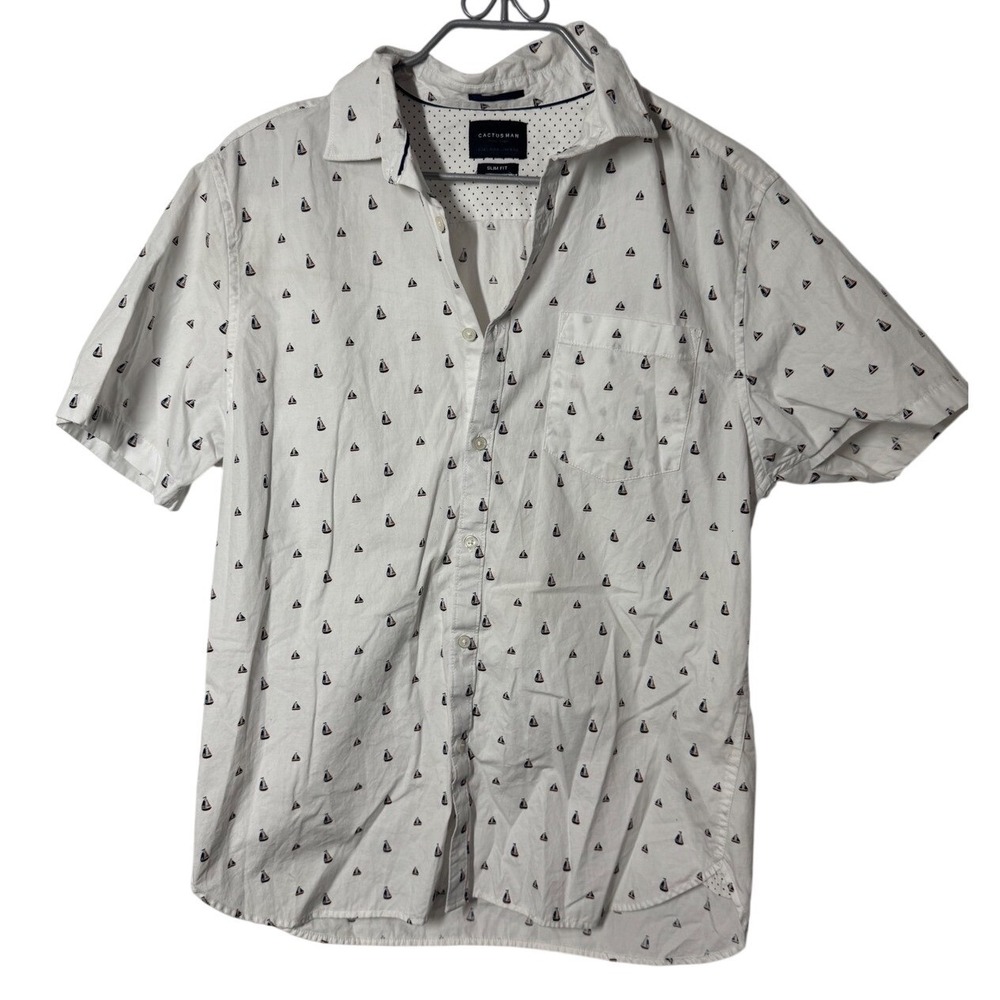Cactus‎ Man Nautical Sailboat Print Button-Up Shirt Large